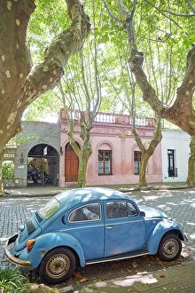Images Dated 27th April 2023: A Volkswagen Beetle vintage car in a street of the Colonia del Sacramento historical cask, Uruguay