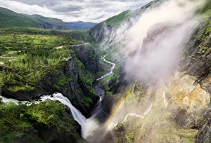 Ravine Prints: Voringsfossen waterfall from the above canyon, Eidfjord, Hordaland county, Norway