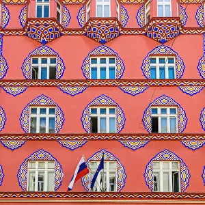 Ljubljana Prints: Vurnikova hisa (Vurnik House), Miklosiceva cesta street, Ljubljana, Slovenia