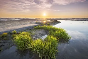 Wadden Sea with low tide, Duhnen, Cuxhaven, Lower Saxony, Germany