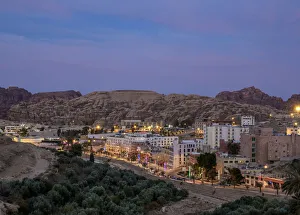 Maan Prints: Wadi Musa at twilight, elevated view, Ma an Governorate, Jordan
