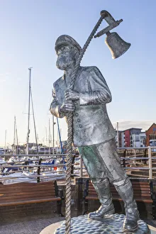 Wales, Glamorgan, Swansea, Swansea Docks, Statue of Captain Cat from the Dylan Thomas