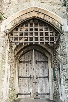 Images Dated 12th September 2016: Wales, Glamorgon, Caerphilly, Caerphilly Castle, Entrance Doors