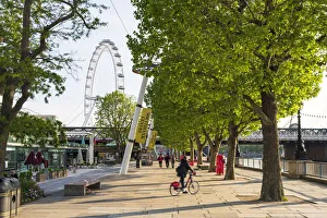 Theater Prints: Walking along the South Bank, London Eye, London, England, UK