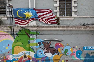 Malay Peninsula Prints: Wall murals, China Town, Kuala Lumpur, Malaysia