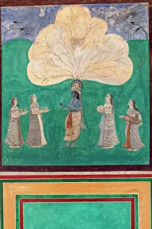 Jaipur Prints: Wall painting, Amber Fort, Jaipur, Rajasthan, India