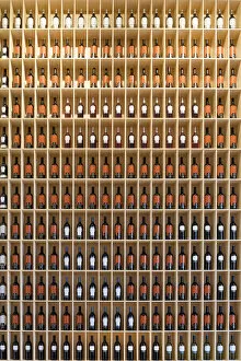Images Dated 16th June 2017: A wall of wine bottles in the bar at Bodegas Marques de Riscal, built by Frank O. Gerhy