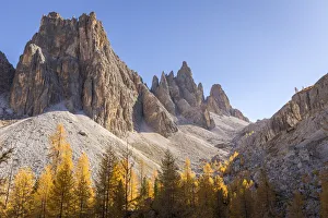 Croda Da Lago Prints: The walls of Croda da Lago dominate the Formin Valley, Giau Pass, Belluno district, Veneto