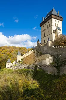Images Dated 10th March 2022: Walls of Karlstejn Castle, Karlstejn, Beroun District, Central Bohemian Region, Czech Republic