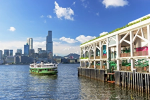 Tsim Sha Tsui Prints: Wan Chai pier and Kowloon skyline, Wan Chai, Hong Kong Island, Hong Kong