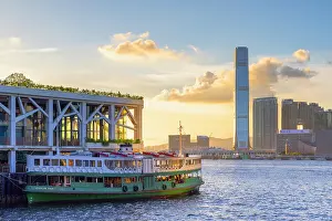 Tsim Sha Tsui Prints: Wan Chai Pier, Star Ferry and International Commerce Centre, Hong Kong
