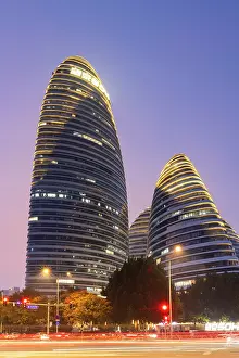 Contemporary Architecture Prints: Wangjing SOHO complex at dusk, Chaoyang, Beijing, China