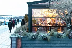 Warm indoor garden bar on a winter day in Stockholm, Sweden