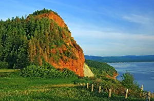 Warm Light Prints: Warm light on hill along the Gaspe coast Perce, Quebec, Canada