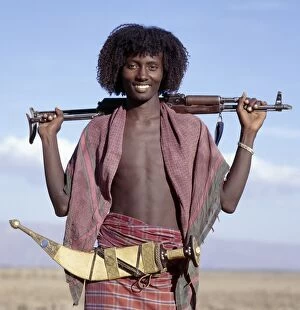 Tribesman Collection: Warriors of the nomadic Afar tribe wear their hair