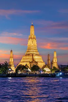 Wat Arun across the Chao Pharya River, Bangkok, Thailand