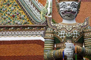 Locations Prints: Detail in the Wat Arun Temple in Bangkok Thailand