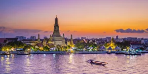 Temples Prints: Wat Arun (Temple of Dawn) and Chao Praya River, Bangkok, Thailand