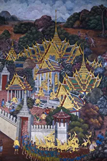 Wat Phra Kaew (Temple of the Emerald Buddha), Bangkok, Thailandwall