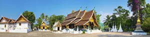 Lao Pdr Prints: Wat Xieng Thong buddhist temple panorama, Luang Prabang, Louangphabang Province, Laos