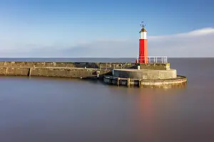 April Prints: Watchet Lighthouse ay high tide, Watchet, Somerset, England. Spring (April) 2025