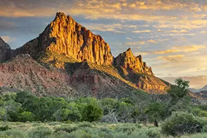 Nature Reserve Collection: Watchman Mountain at sunset, Zion Nationalpark, Colorado Plateau, Utah, USA