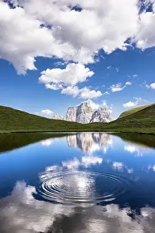 Circle Prints: Water circles at Lago delle Baste with Monte Pelmo in the background