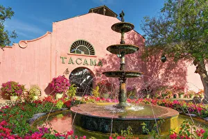 Ica Region Prints: Water fountain with Tacama mansion in background