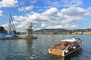 Taxi Prints: Water taxi on Lake Zurich, Zurich, Switzerland