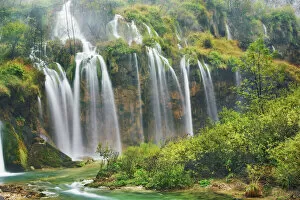 Croatian Collection: Waterfall in autumnal deciduous forest - Croatia, Lika-Senj