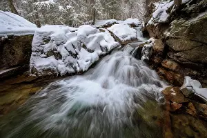 Michael Blanchette Prints: Waterfall at the Basin, Franconia Notch State Park