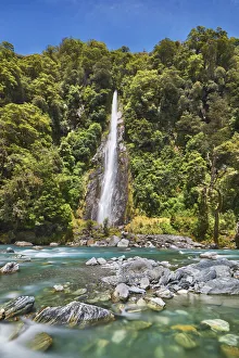 Waterfall and brook - New Zealand, South Island, West Coast, Westland Waterfall and brook - New Zealand, South Island, West Coast, Westland