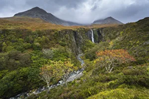Gaidhealtachd Prints: Waterfall Eas Mor in forest during autumn, Glen Brittle, Isle of Skye, Highland Region