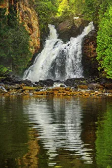 Tidal Zone Prints: Waterfall flowing into Shrimp Bay, Shrimp Bay, Alaska, USA