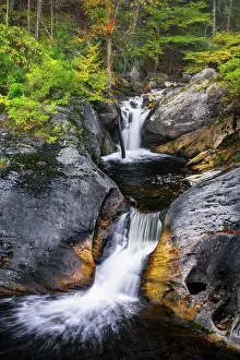 Connecticut Prints: Waterfall at Kent Falls State Park in autumn, Kent, Connecticut, USA