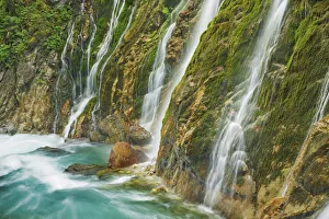 Ramsau Prints: Waterfall and moss - Germany, Bavaria, Upper Bavaria, Berchtesgadener Land, Ramsau