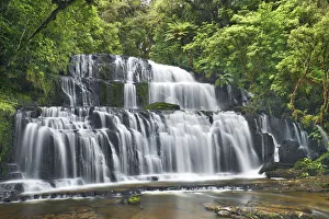 Clutha Prints: Waterfall - New Zealand, South Island, Otago, Clutha, Catlins, Owaka, Purakaunui Falls