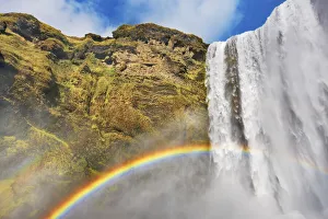 Skogafoss Prints: Waterfall Skogafoss with rainbow - Iceland, Southern Region, Skogafoss
