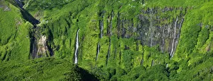 Waterfalls at Faja Grande. Flores, Azores islands, Portugal