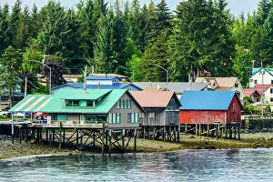 Channels Prints: Waterfront buildings, Petersburg, Alaska, USA
