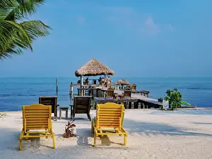 Deckchairs Prints: Waterfront of Caye Caulker, Belize District, Belize