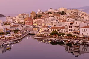 Agios Nikolaos Gallery: Waterfront at sunset in Agios Nikolaos, Crete, Greece, Europe