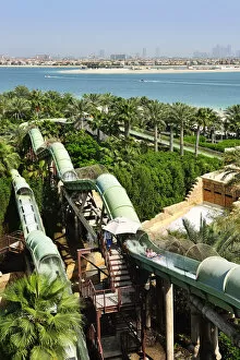 Images Dated 13th January 2015: Waterslides in the Aquaventure Park in the Atlantis Hotel, The Palm Jumeirah, Dubai