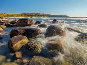 Lake Superior Prints: Wave polished boulders at Gargantua Harbour on Lake Superior, Ontario, Canada