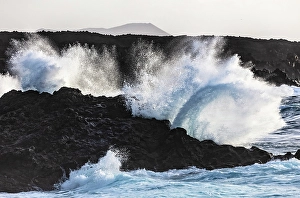 Storm Prints: Waves crashing on the rocky coastline, El Golfo, Lanzarote, Canary Islands, Spain
