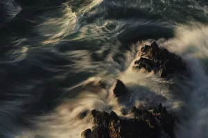 Five Lands Prints: Waves crushing along the coast after a storm clearing in Cinque Terre, Liguria, Italy