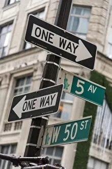 Images Dated 10th November 2015: One Way and Fifth Avenue signs, Manhattan, New York, USA