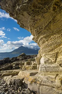 Erode Prints: Weathered Cliffs & The Cuillins, Elgol, Isle of Skye, Scotland