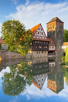 Weinstadel and Maxbrucke along River Pegnitz, Nuremberg, Bavaria, Germany