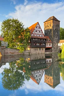 Images Dated 11th October 2018: Weinstadel and Maxbrucke along River Pegnitz, Nuremberg, Bavaria, Germany